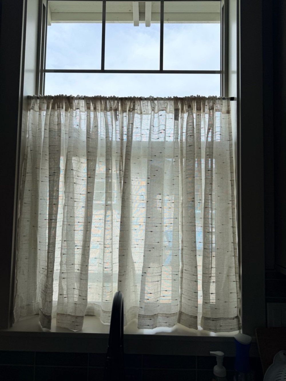 Light-Filtering Tan Linen Café Curtain Panel - Home Accents